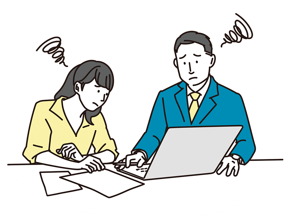 仕事の進め方が-統一できておらず、-ミス・ロスが起こる